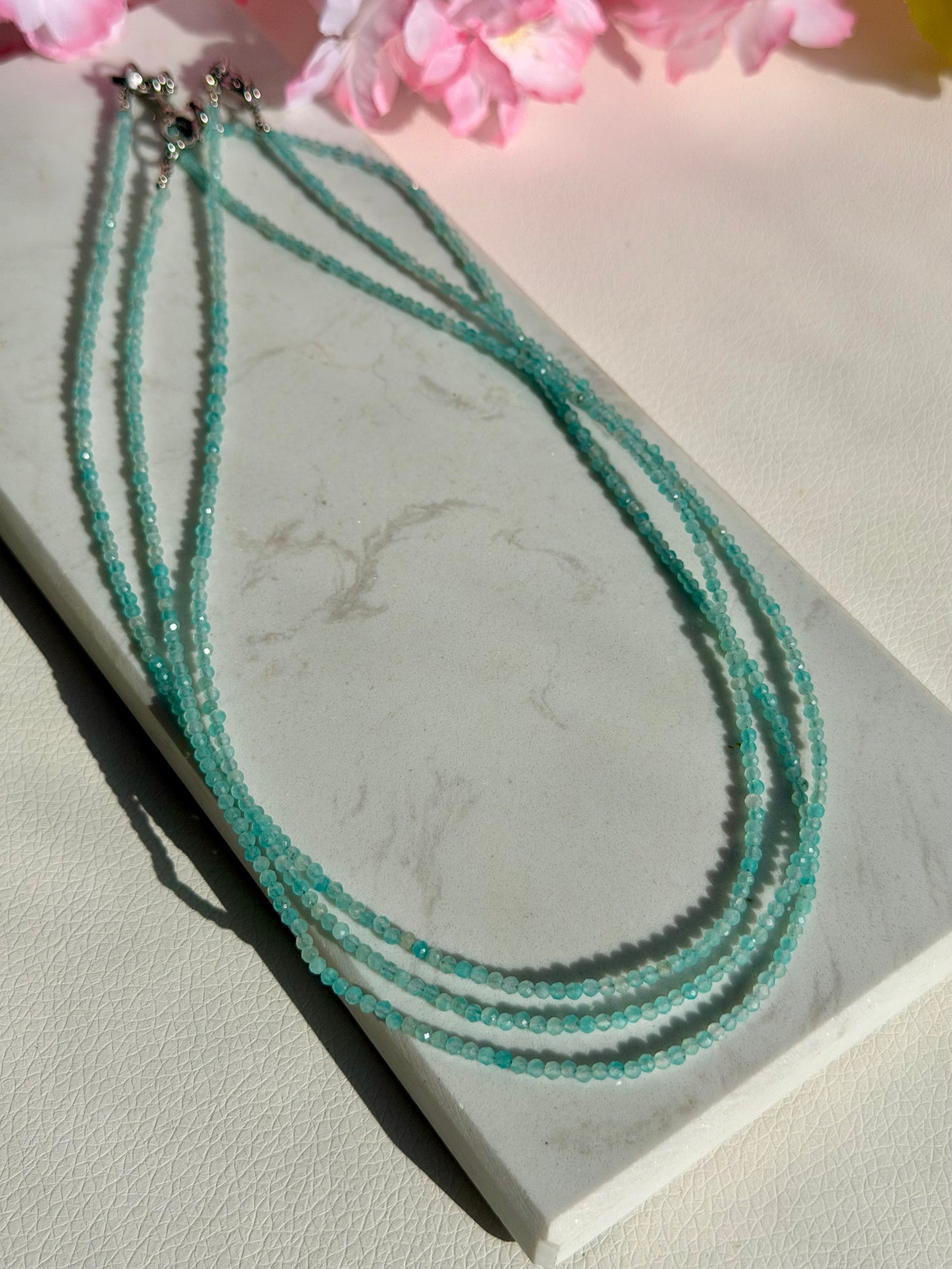 HQ Amazonit Kette | 2mm Perlen Facettiert