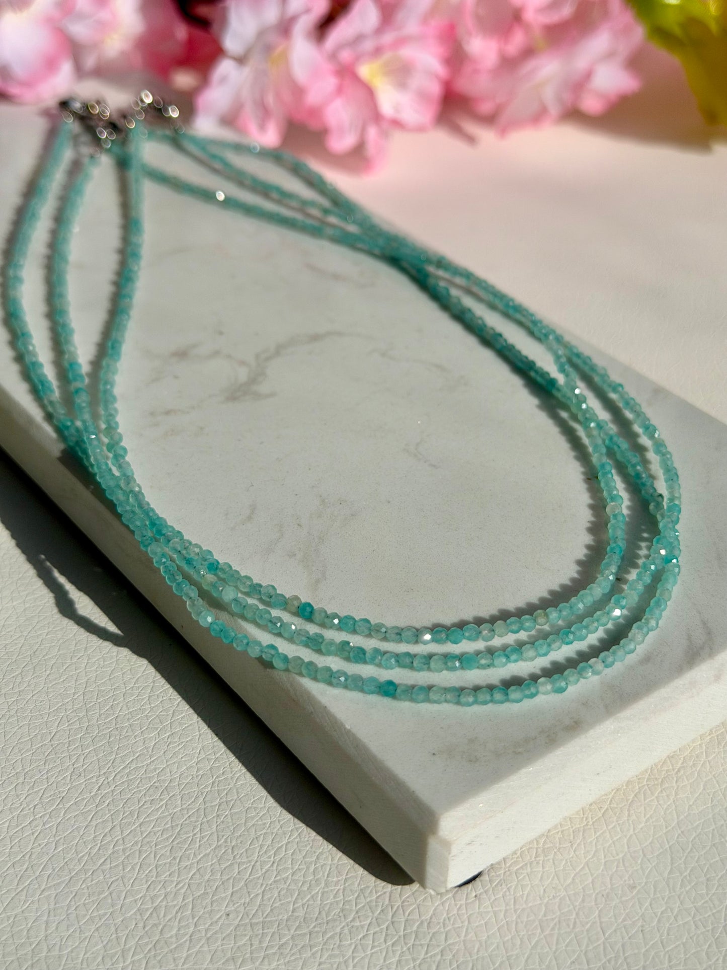 HQ Amazonit Kette | 2mm Perlen Facettiert