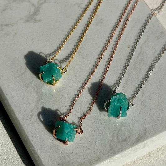 Hestia’s Sacred Stone – Amazonit Halskette | 925 Silber (vergoldet & rosévergoldet)