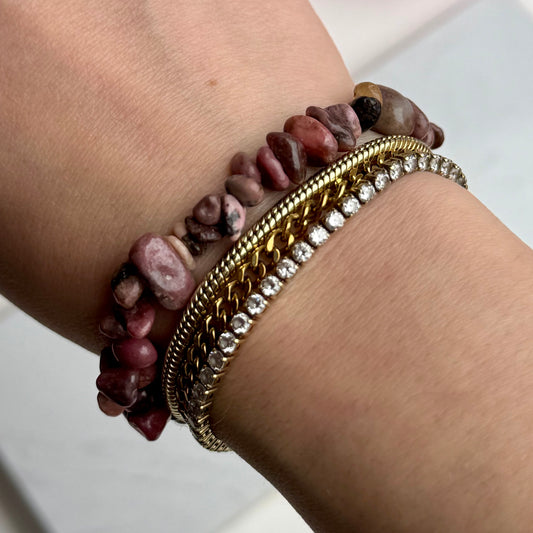 Rhodonit Splitter Armband