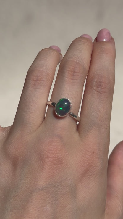 Äthiopischer Opal Ring  - 925 Silber - Größenverstellbar