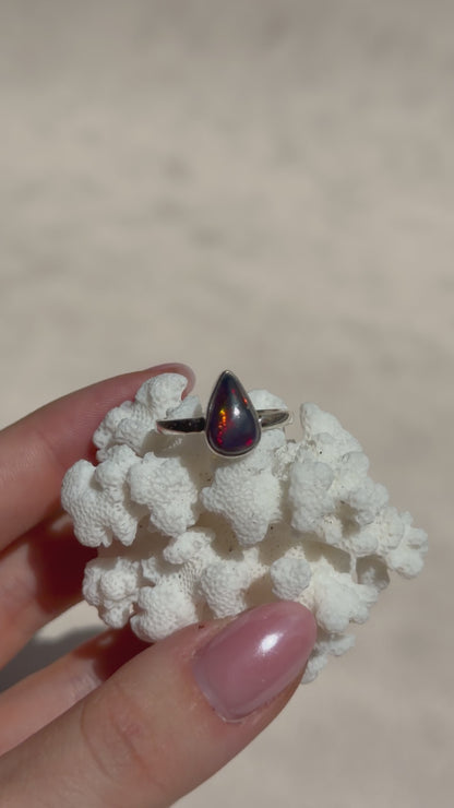 Äthiopischer Opal Ring  - 925 Silber - Größenverstellbar