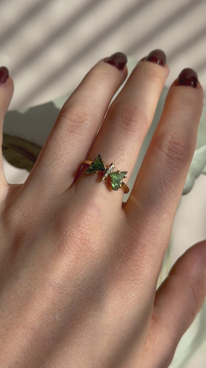 Chloris Ring - Grüner Turmalin - 925 Silber 24k Vergoldet