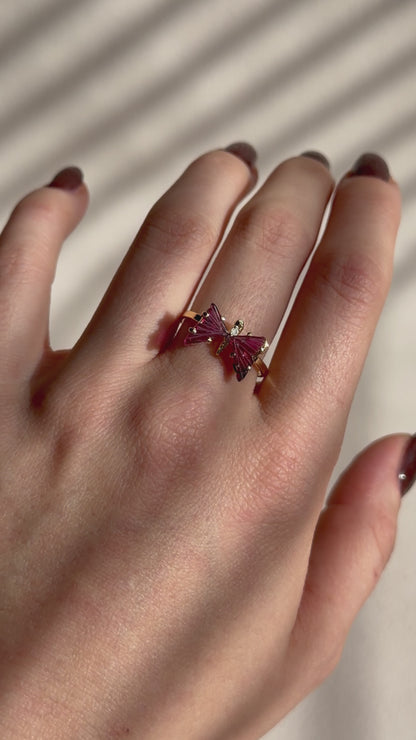 Aura Ring - Berry Turmalin - 925 Silber 24k Vergoldet